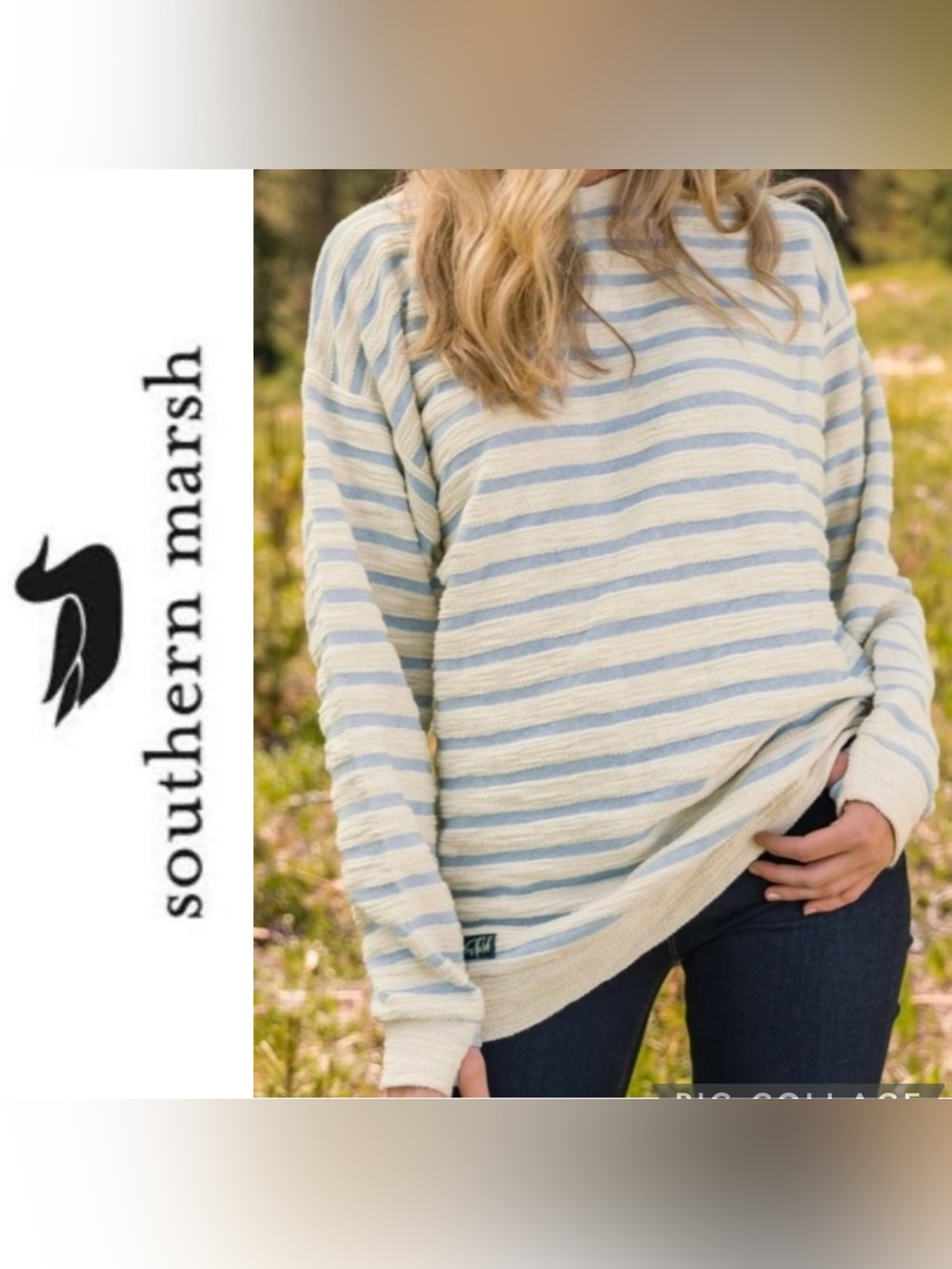 Southern Marsh Women’s Sz M French Blue Nautical Stripe Sunday Morning Sweater